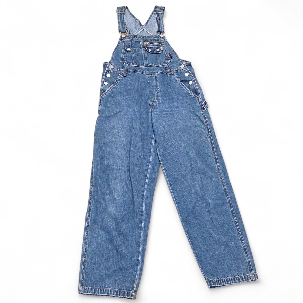 Squeeze Vintage 90s Women's Blue Denim Carpenter Overalls Size Small - Picture 2 of 14